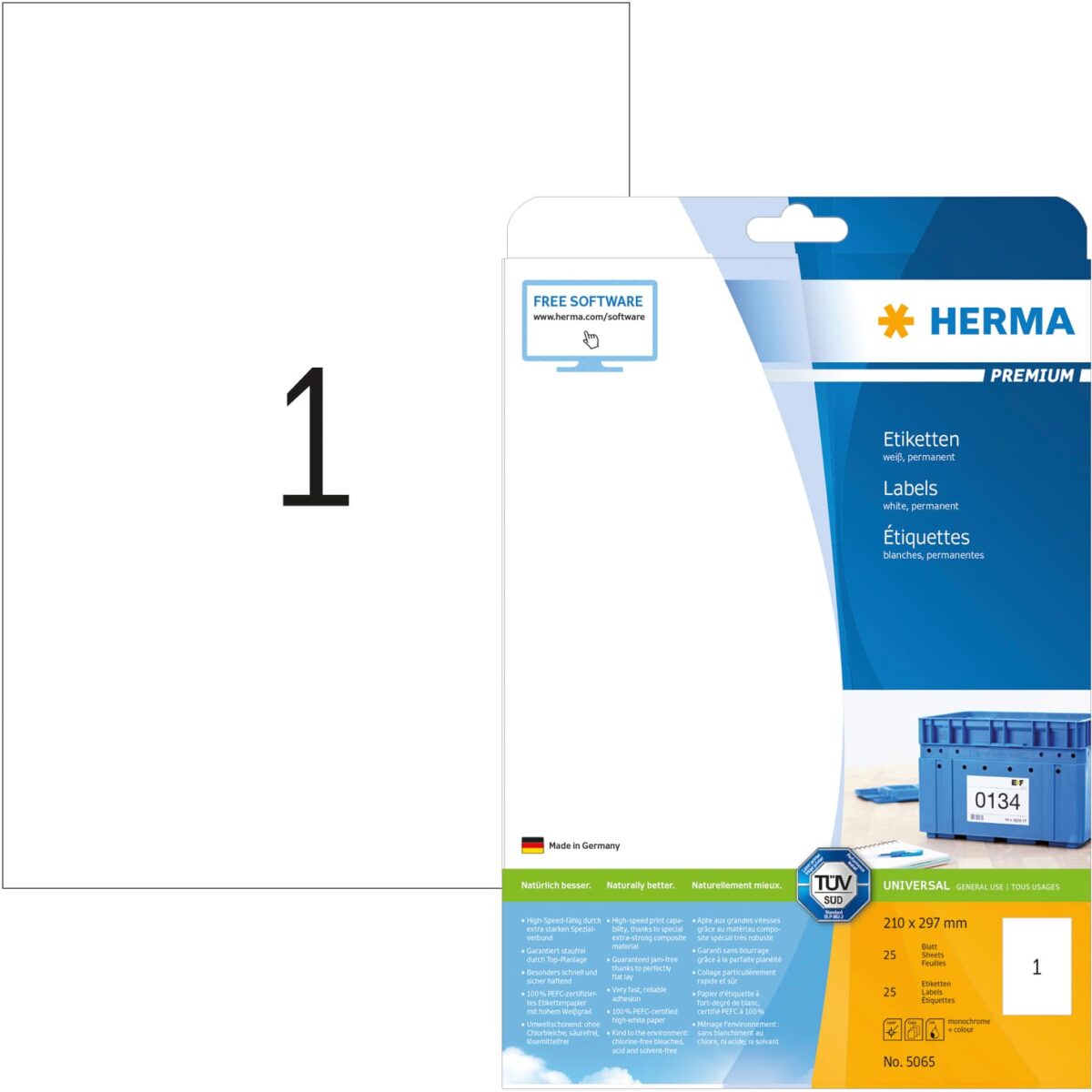 HERMA Universal-Etikett. 210x297mm 5065 weiss 25 St./25 Blatt – Hochwertig & günstig bei ShopDeca