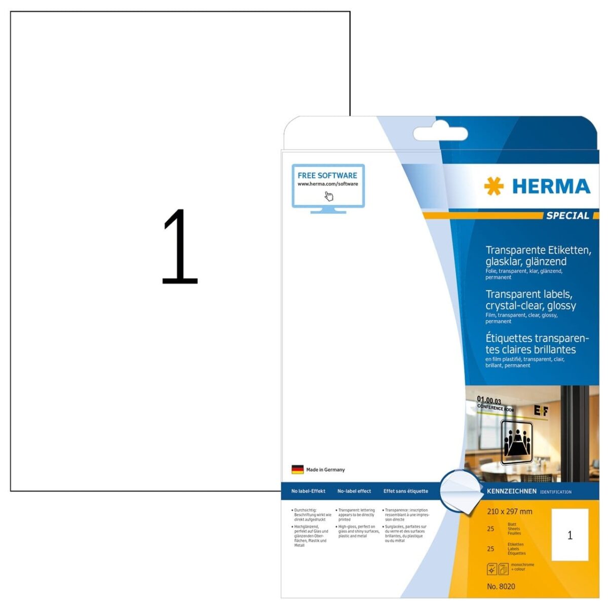HERMA Etiketten 210x297mm 8020 transparent, 25 Blatt – Hochwertig & günstig bei ShopDeca