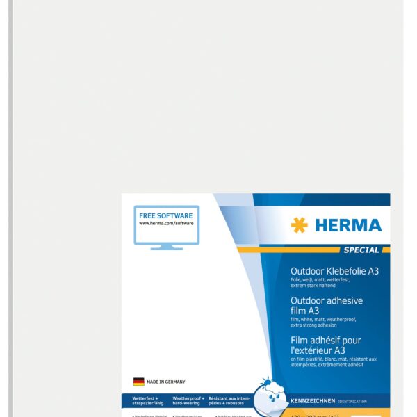 HERMA Folienetiketten 297x420mm 9544 weiss,PP matt 40 Stk./40 Bl.