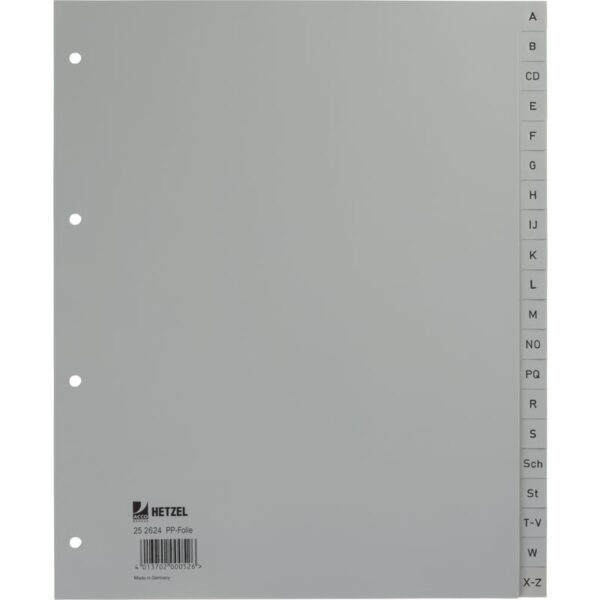 HETZEL Register PP A4+ 25262481 grau A-Z 24-teilig