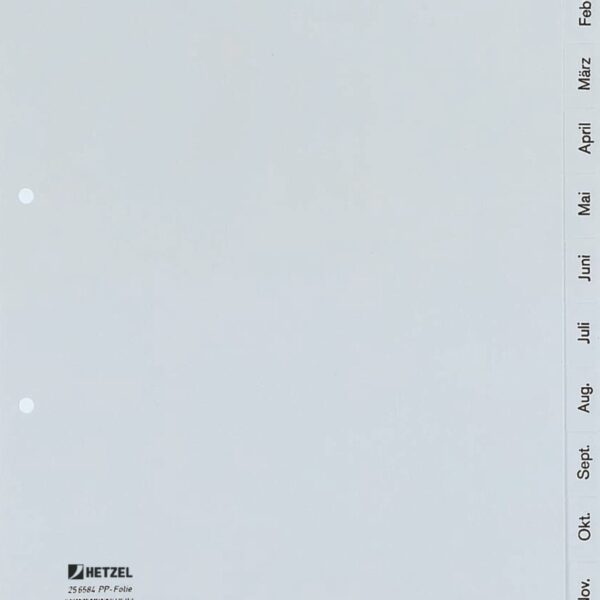 HETZEL Register PP A4 25271481 grau 1-20