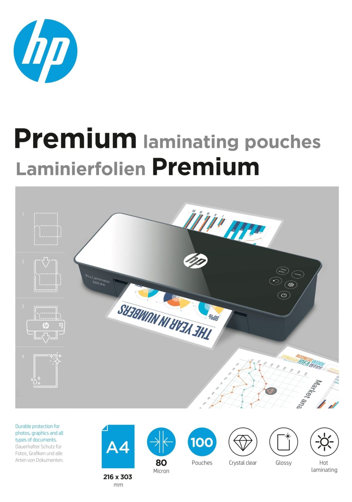 HP Laminiertaschen Premium 9123 A4, 80 Mic – Hochwertig & günstig bei ShopDeca