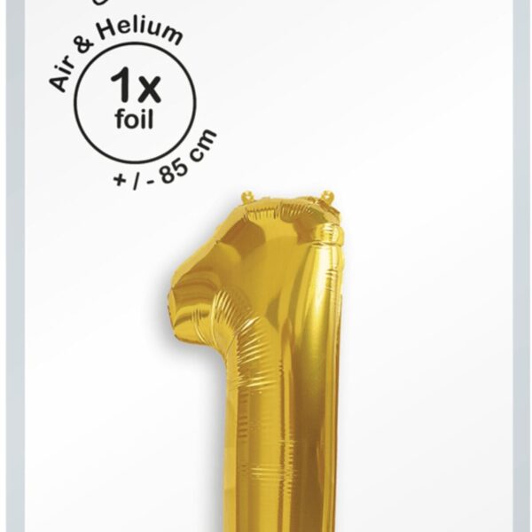 I AM CREATIVE Folienballon Zahl 1 85cm 1000-1044 gold