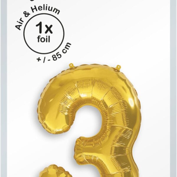 I AM CREATIVE Folienballon Zahl 3 85cm 1000-1048 gold