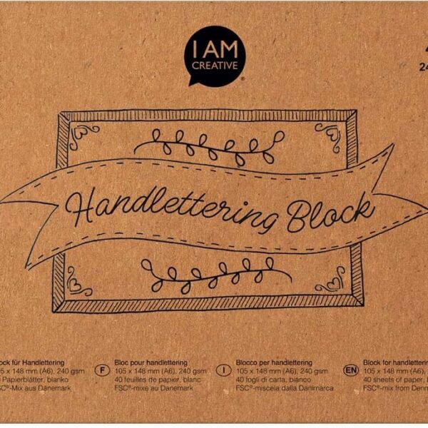 I AM CREATIVE Handletteringblock A6 216900 weiss 40 Blatt