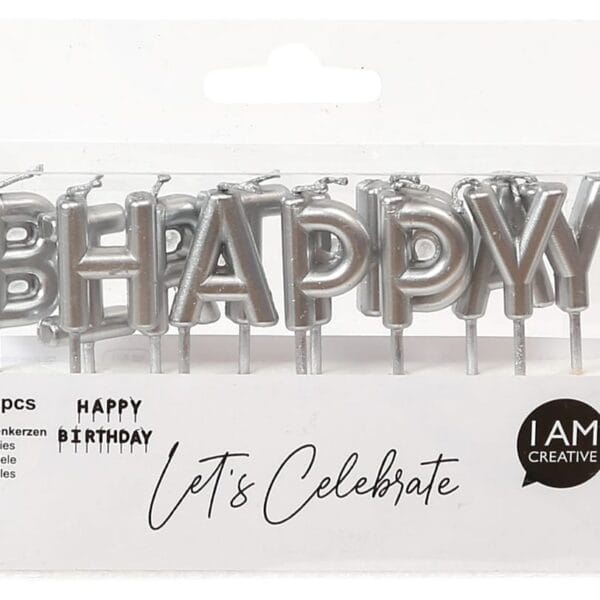 I AM CREATIVE Kerzen, Happy Birthday 6010.907 silber