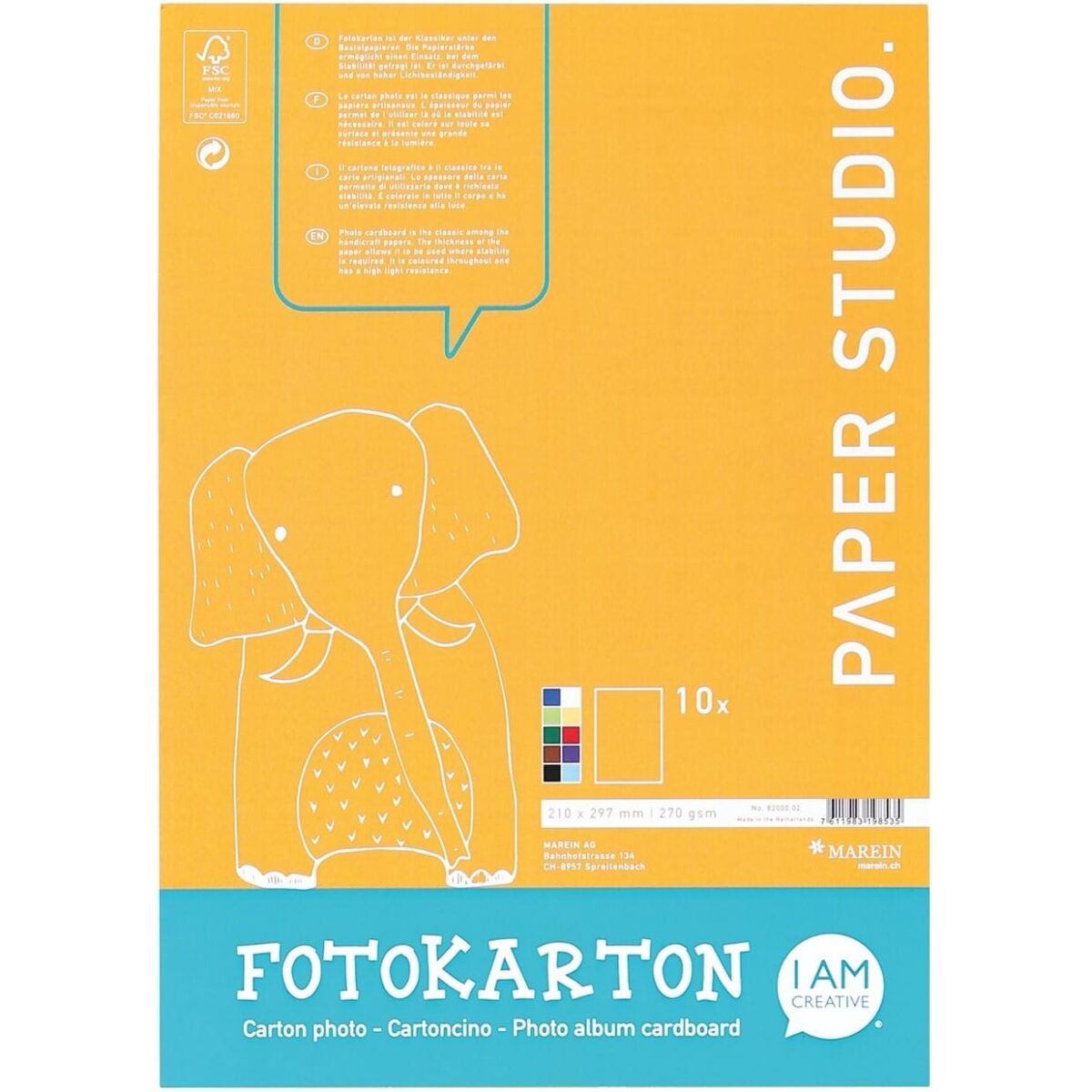 I AM CREATIVE Fotokarton-Block A4 82000.02 270g, assortiert 10 Blatt – Hochwertig & günstig bei ShopDeca