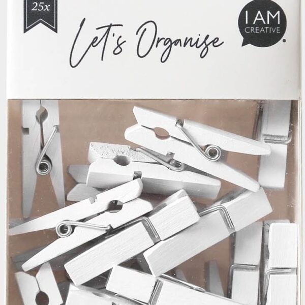 I AM CREATIVE Holzklammern Let`s Organize MAA4035.19 weiss, 35mm, FSC 25 Stück
