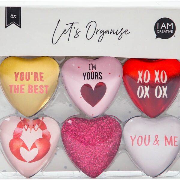 I AM CREATIVE Magnet Herz Let's Organize MAA4035.50 Glas, 0.9x3.3x3.2cm 6 Stück