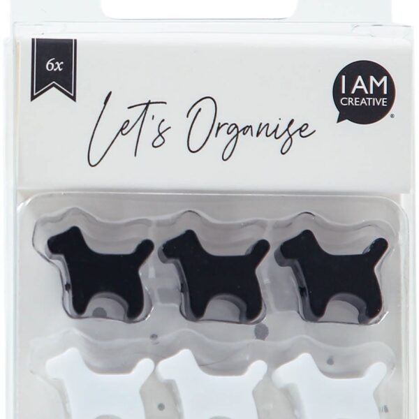 I AM CREATIVE Magnet Hund Let`s Organize MAA4035.53 schwarz, weiss 6 Stück