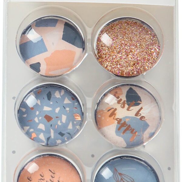 I AM CREATIVE Magnet Happy Let`s Organize MAA4035.54 Glas, 2.5x1cm 6 Stück