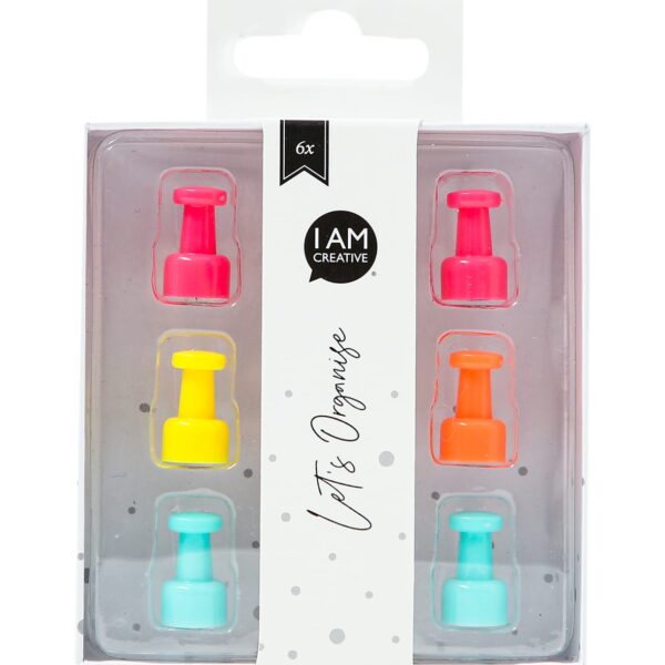 I AM CREATIVE Magnet Pin Let`s Organize MAA4035.57 bunt 6 Stück