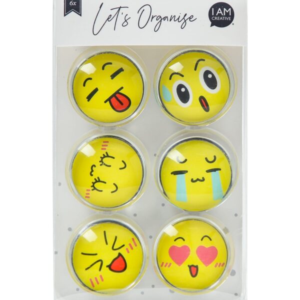 I AM CREATIVE Magnet Smiley Let`s Organize MAA4035.64 Glas, 30mm 6 Stück