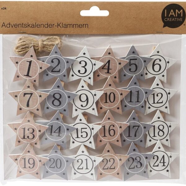 I AM CREATIVE Adventskalender Klammern MAA4088.060 pastell