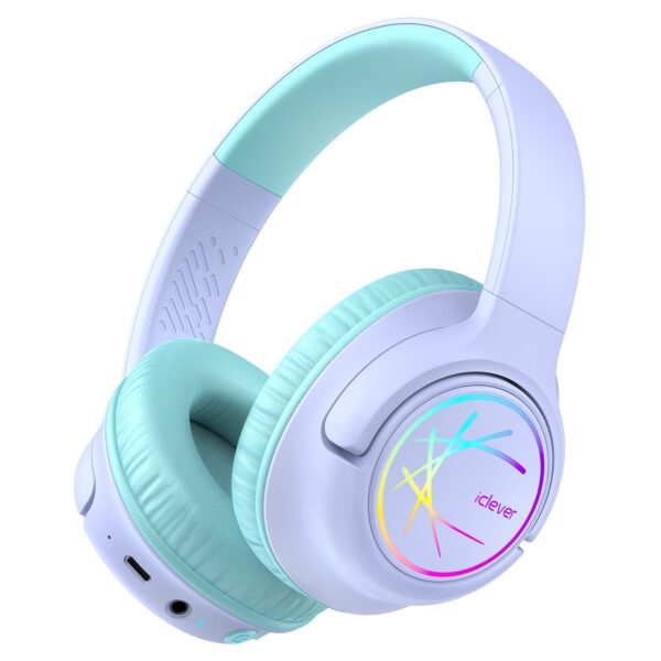 ICLEVER Headphones Kids BT & Cable LED C10-2083N-02 74/85/94 dB, 43h purple