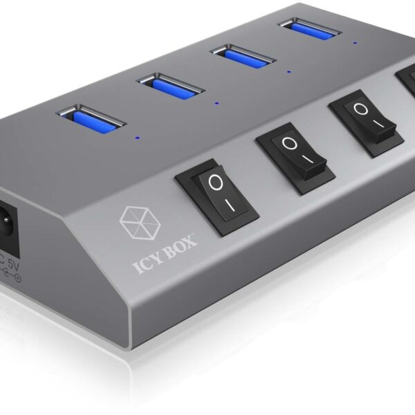 ICY BOX 4 Port Hub & Charger USB 3.0 IB-HUB1405 Aluminium