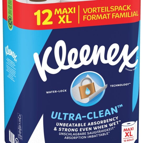 KLEENEX Haushaltspapier Ultra Clean 5815001 2-lagig 12 XL Rollen