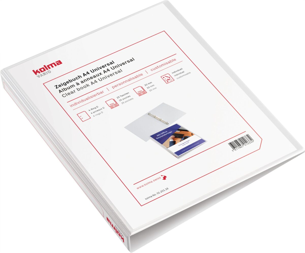 KOLMA Zeigebuch Vario Universal A4 01.201.16 weiss, 4-Ring 20mm – Hochwertig & günstig bei ShopDeca