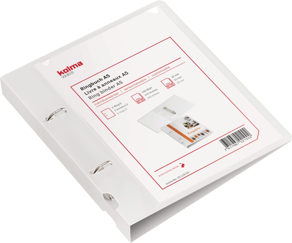 KOLMA Ringbuch Vario KF A5 02.116.00 farblos, 20mm 150 Blatt – Hochwertig & günstig bei ShopDeca