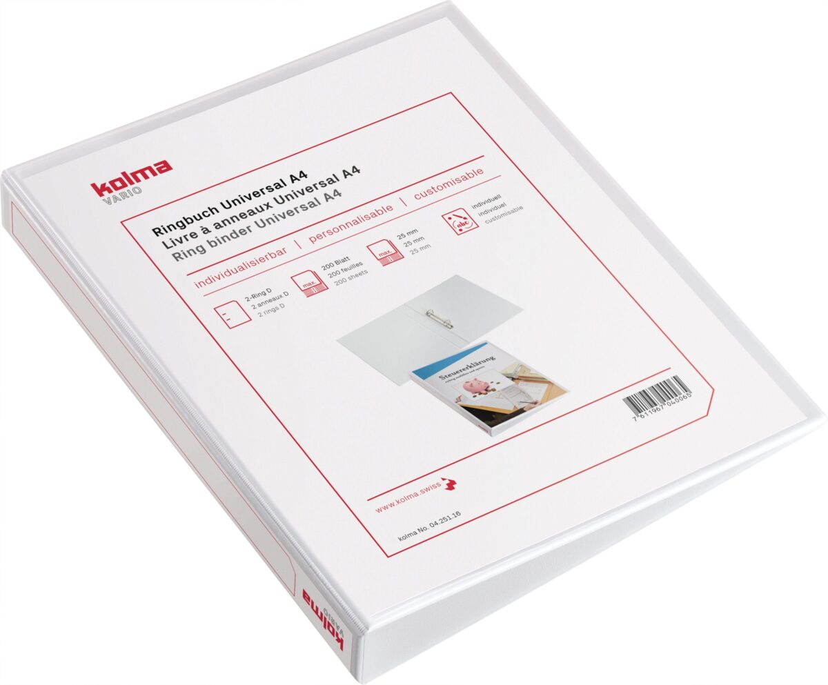 KOLMA Ringbuch Vario Universal A4 04.251.16 weiss, 2-Ring 25mm – Hochwertig & günstig bei ShopDeca