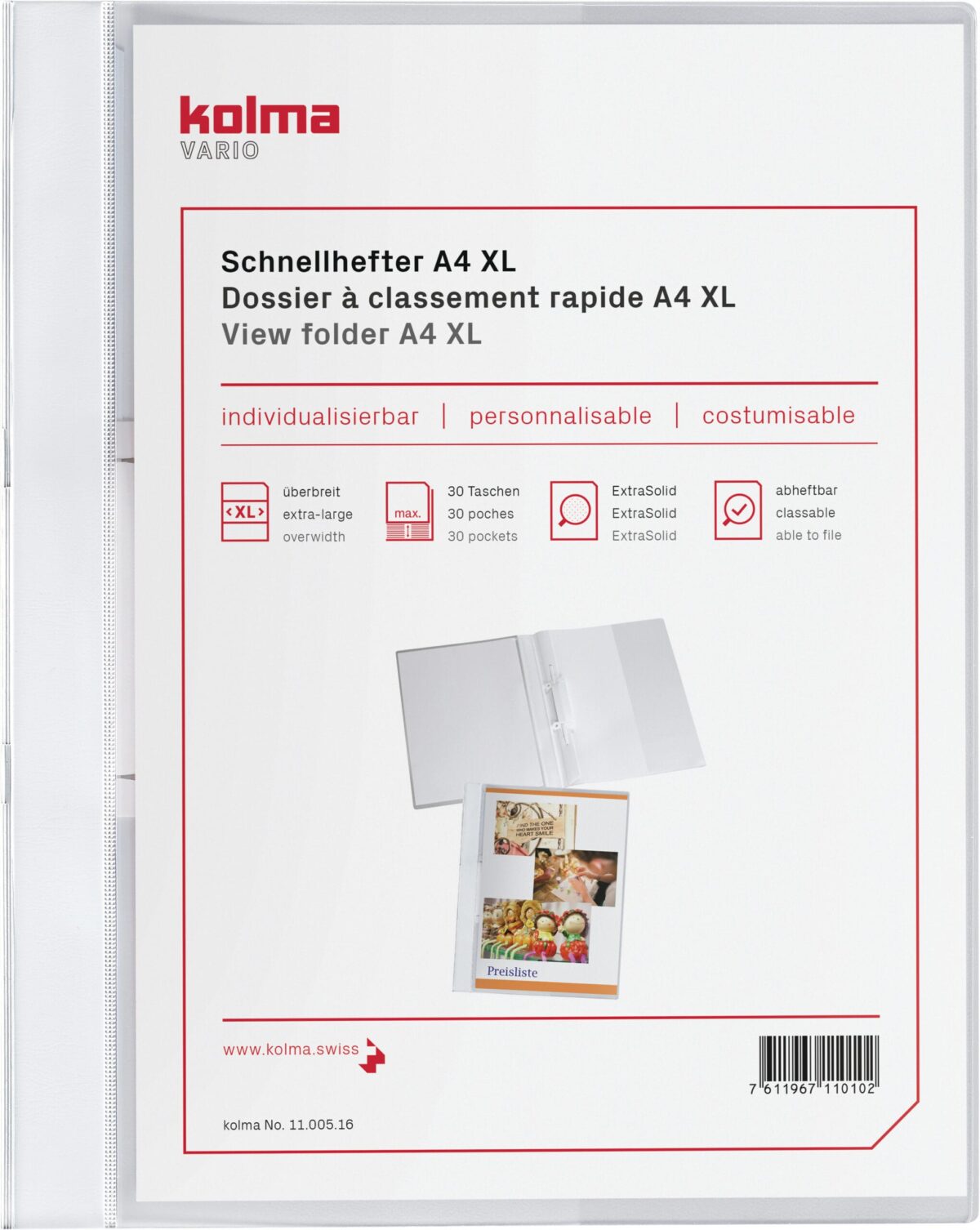 KOLMA Schnellhefter Vario A4 XL 11.005.16 weiss, ExtraSolid – Hochwertig & günstig bei ShopDeca