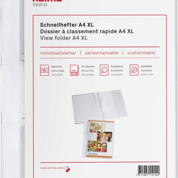 KOLMA Schnellhefter Vario A4 XL 11.005.16 weiss, ExtraSolid