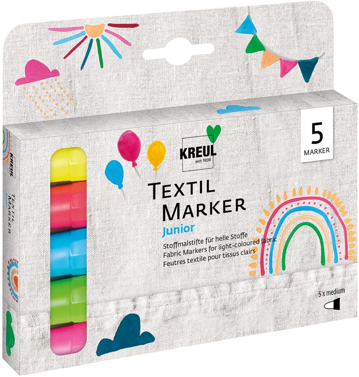 KREUL Textilmarker Junior 2-4mm 90719 Junior 5 Stück ass. – Hochwertig & günstig bei ShopDeca