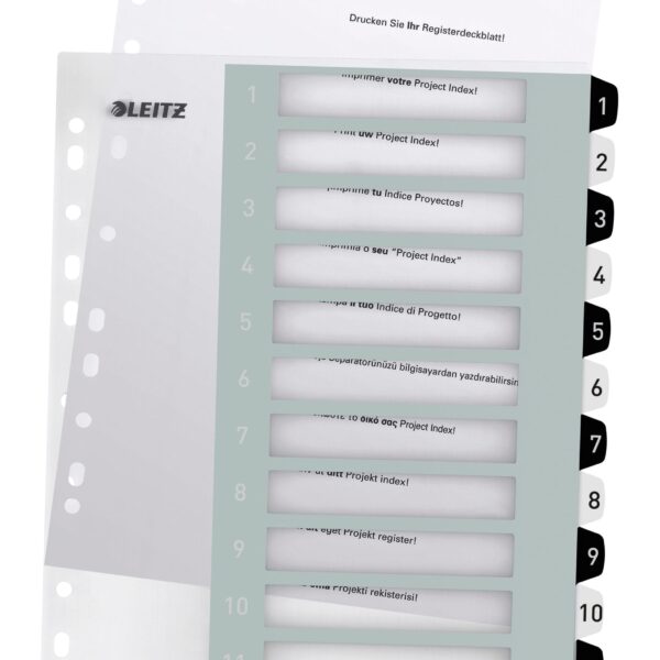LEITZ Register WOW PP A4 1216-00-00 schwarz/weiss 12-teilig
