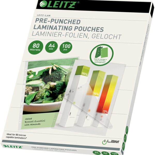 LEITZ Laminiertasche A4 16918 glanz, 80my 100 Stk