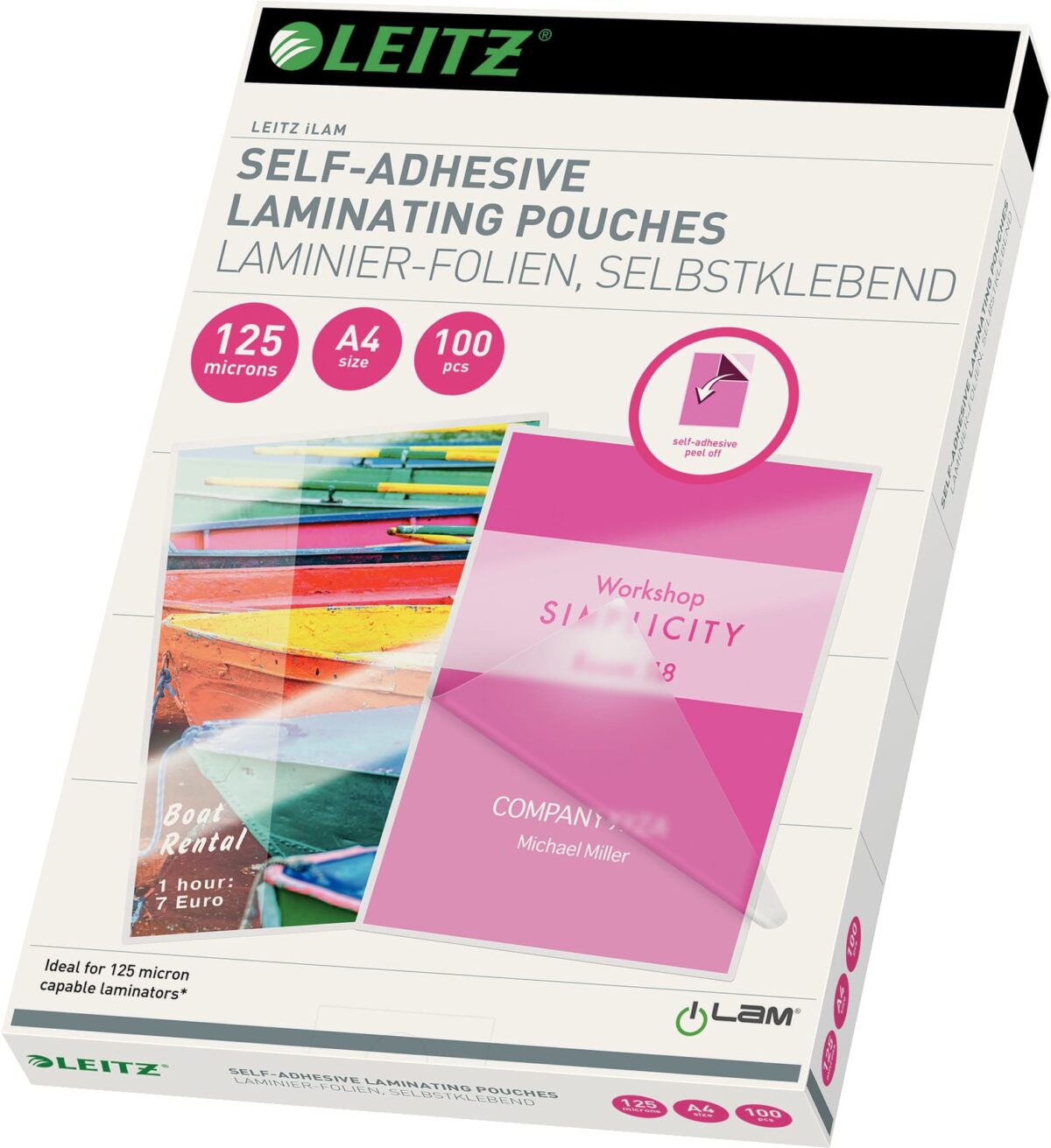 LEITZ Laminiertasche A4 16925 glanz,125my, selbstkl. 100 Stk – Hochwertig & günstig bei ShopDeca