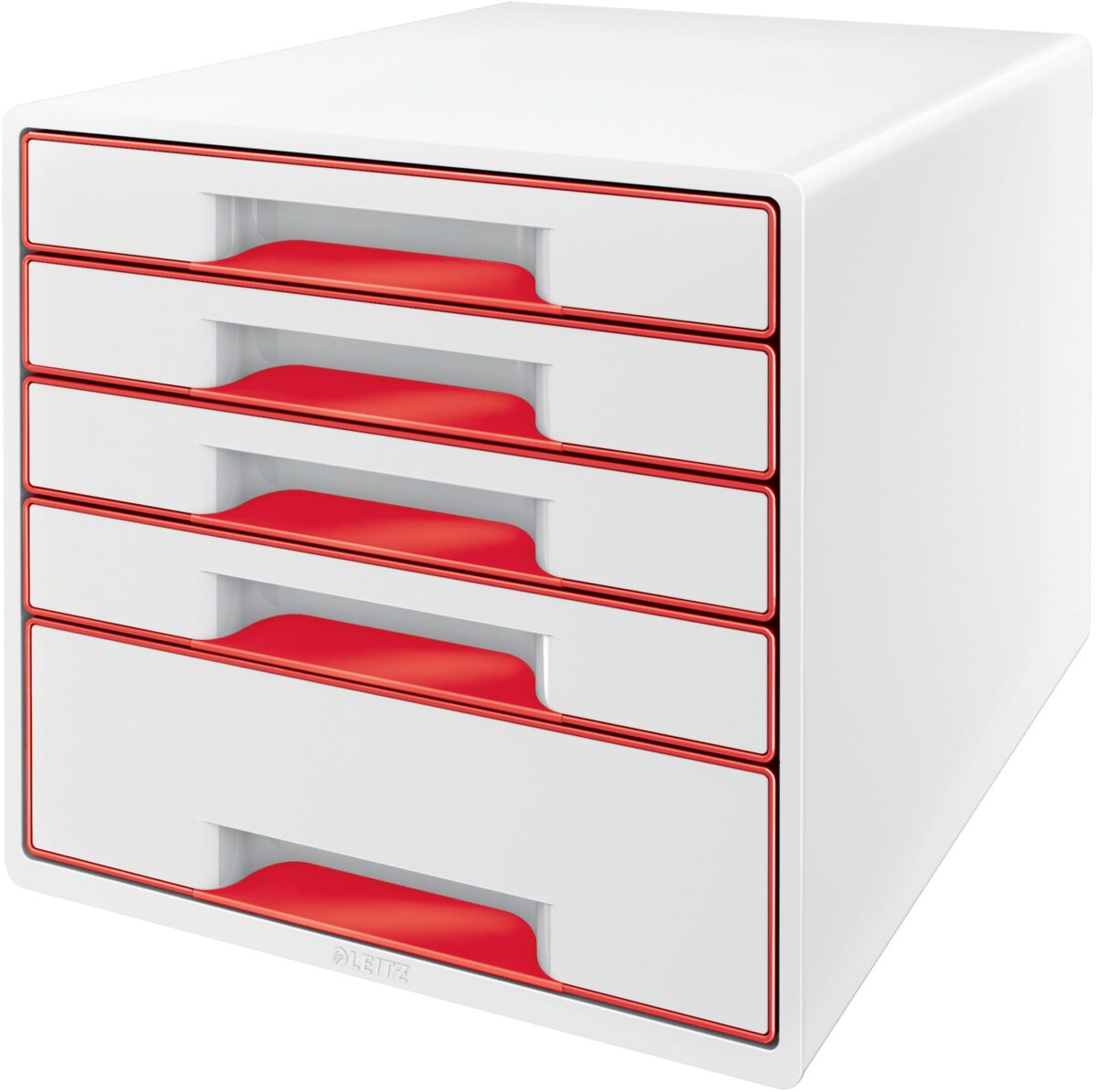 LEITZ Schubladenbox WOW Cube A4 5214-20-26 weiss/rot, 5 Schubladen – Hochwertig & günstig bei ShopDeca