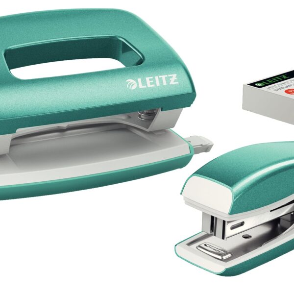 LEITZ Locher/Hefter NeXXt WOW 5561 55612051 eisblau, Bundle 10 Blatt