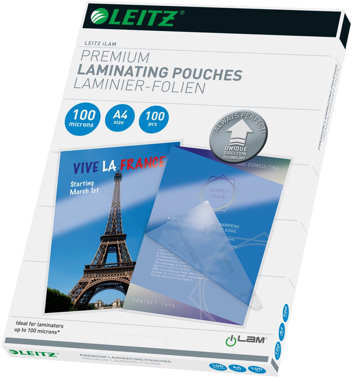 LEITZ Laminiertasche A4 74780000 glanz, 80my 100 Stk – Hochwertig & günstig bei ShopDeca