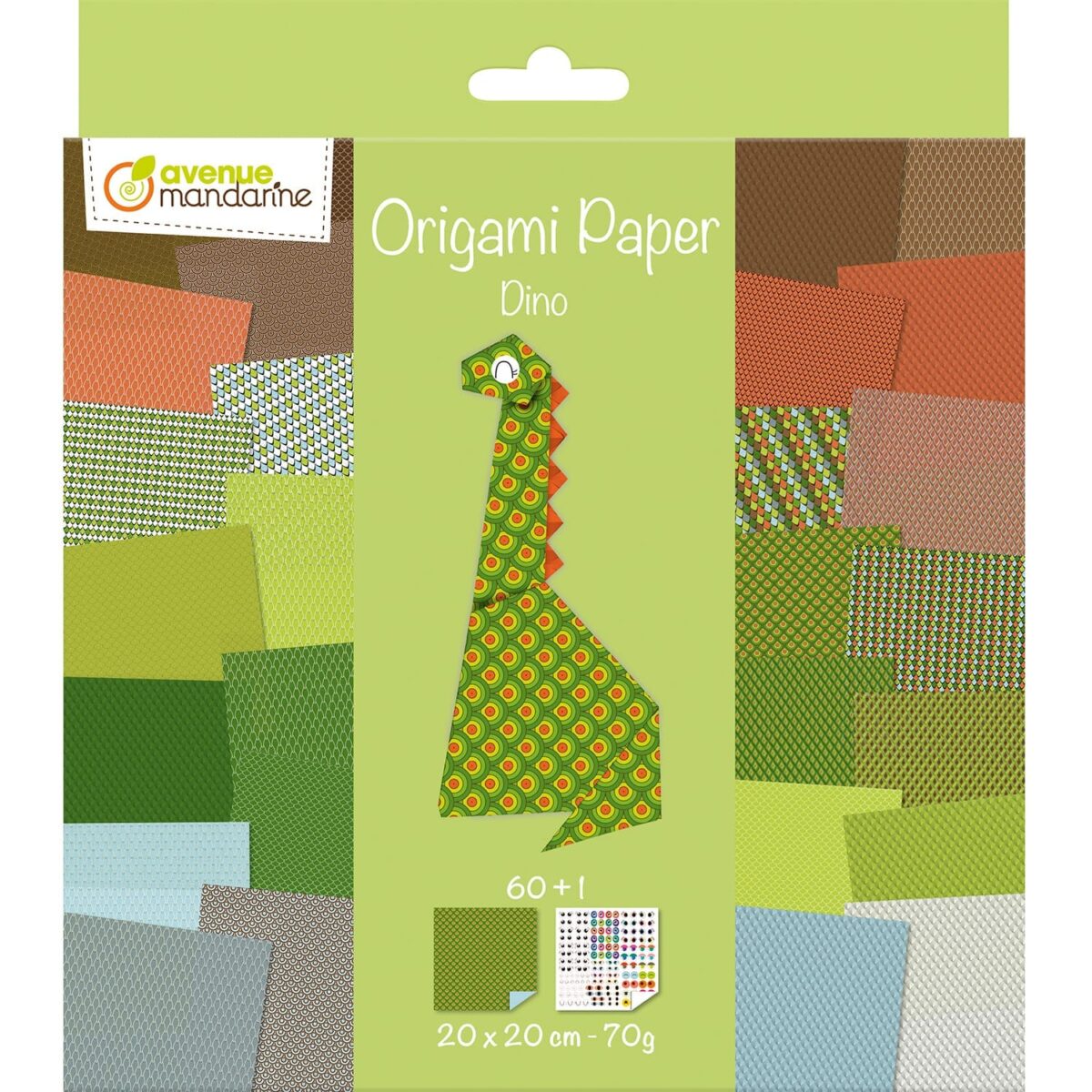 MANDARINE Origamipapier 20x20cm OR512C Dino 70g 60 Blatt – Hochwertig & günstig bei ShopDeca