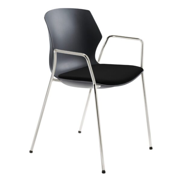 MAYER Besucherstuhl OvaLounge 25110101A schwarz/chrome, mit Armlehnen