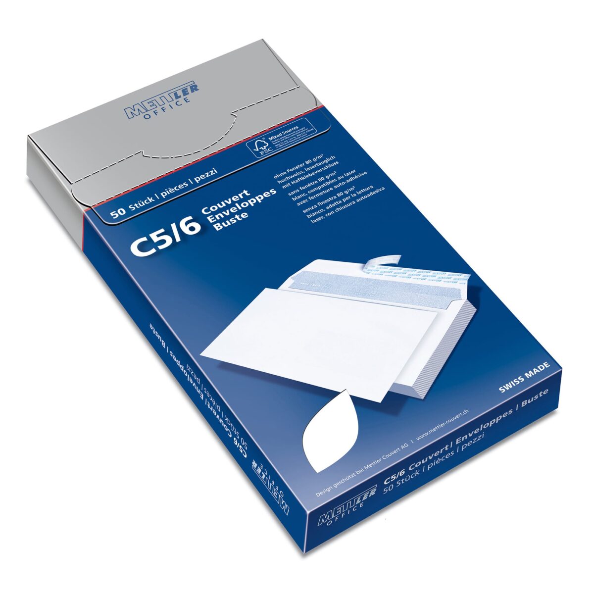 METTLER Couvert ohne Fenster C5/6 7066-80-S50 80g,hochweiss,Kleber 50 Stk. – Hochwertig & günstig bei ShopDeca