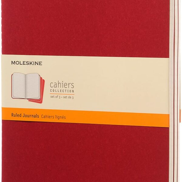 MOLESKINE Notizheft Cahier XL 25x19cm 931076 liniert, rot 3 Stück