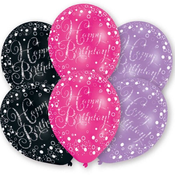NEUTRAL Latexballons 6 Stk. 9901070 pink, purple, black 27.5cm