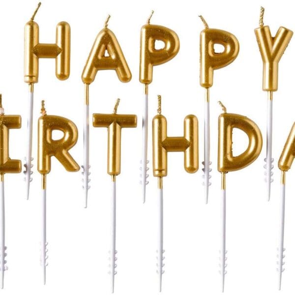 NEUTRAL Buchstaben Kerzen 9904370 Happy Birthday, gold 7.3cm