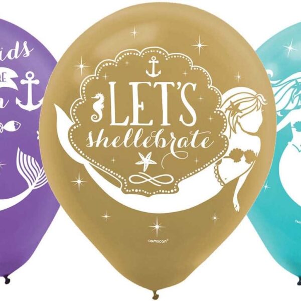 NEUTRAL Ballons Meerjungfrau 6 Stk. 9905202 violett, gold, blau 27.5cm