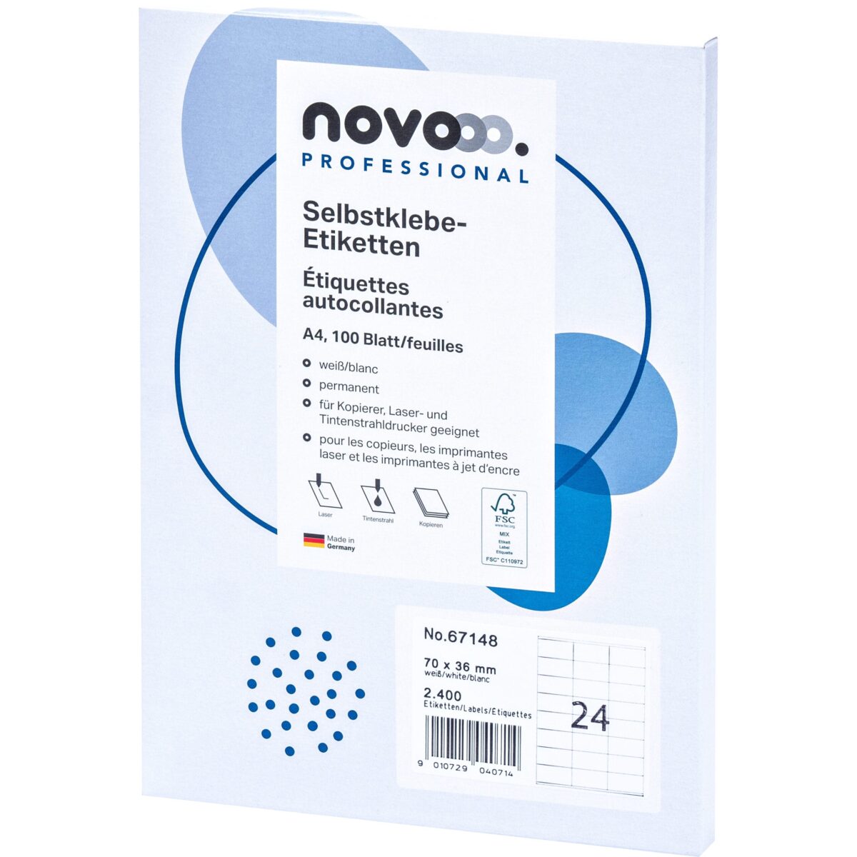 NOVOOO Etiketten 70x36mm 67148 weiss 2400 Stück – Hochwertig & günstig bei ShopDeca