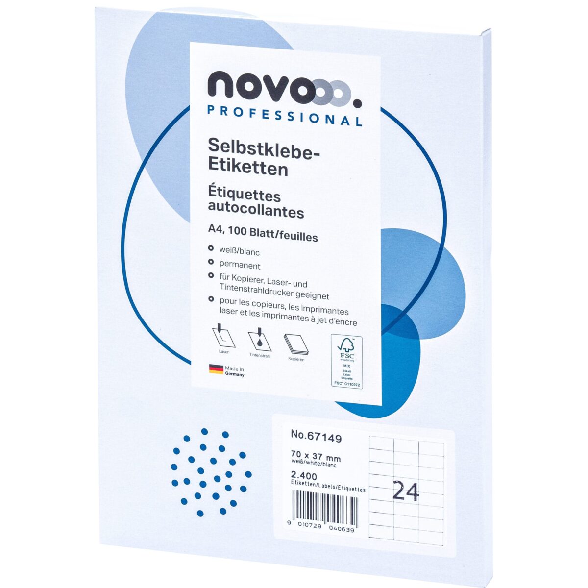 NOVOOO Etiketten 70x37mm 67149 weiss 2400 Stück – Hochwertig & günstig bei ShopDeca