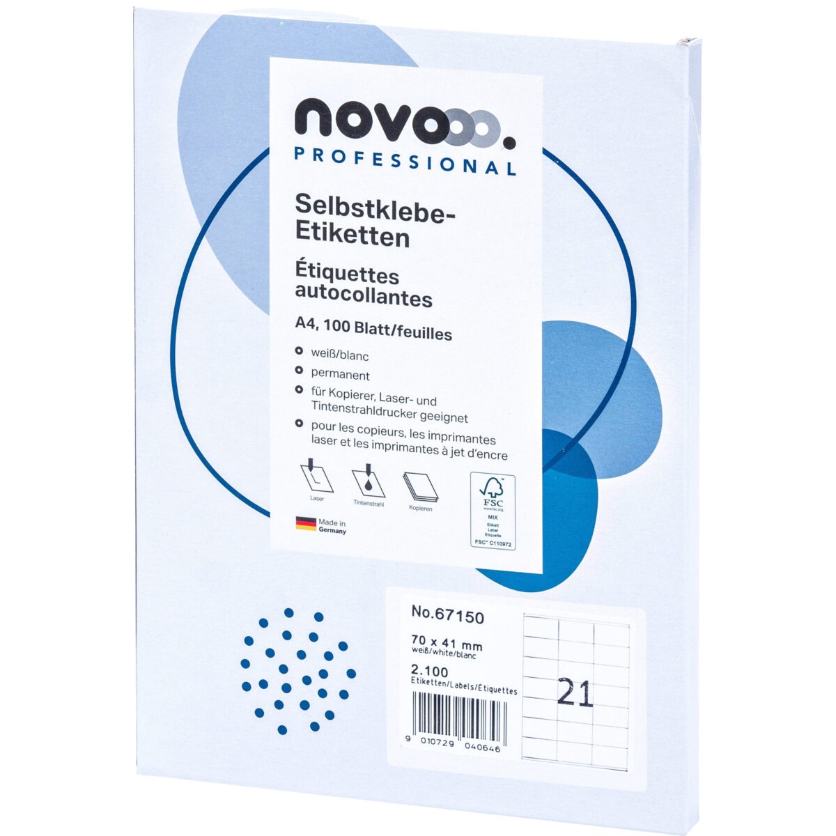 NOVOOO Etiketten 70x41mm 67150 weiss 2100 Stück – Hochwertig & günstig bei ShopDeca