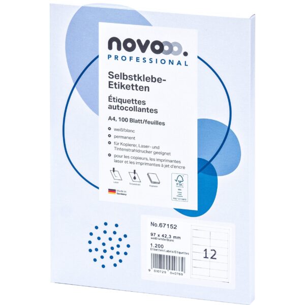NOVOOO Etiketten 97x42.3mm 67152 weiss 1200 Stück
