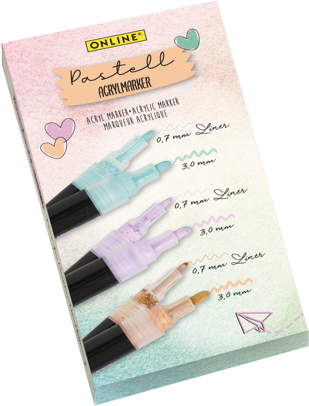 ONLINE Pastel Acrylic Set 18519 3 Farben, 2 Strichstärken – Hochwertig & günstig bei ShopDeca