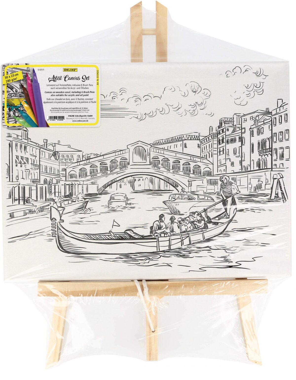 ONLINE Artist Leinwand Set Venice 61040/3 inkl. 6 Brushpens 30x23cm – Hochwertig & günstig bei ShopDeca