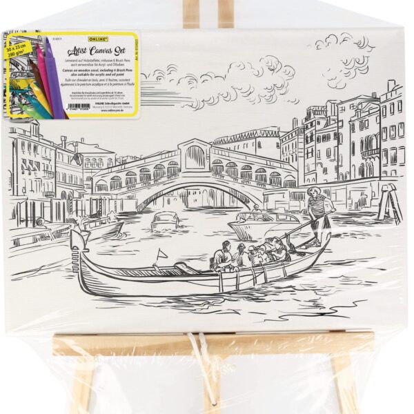 ONLINE Artist Leinwand Set Venice 61040/3 inkl. 6 Brushpens 30x23cm