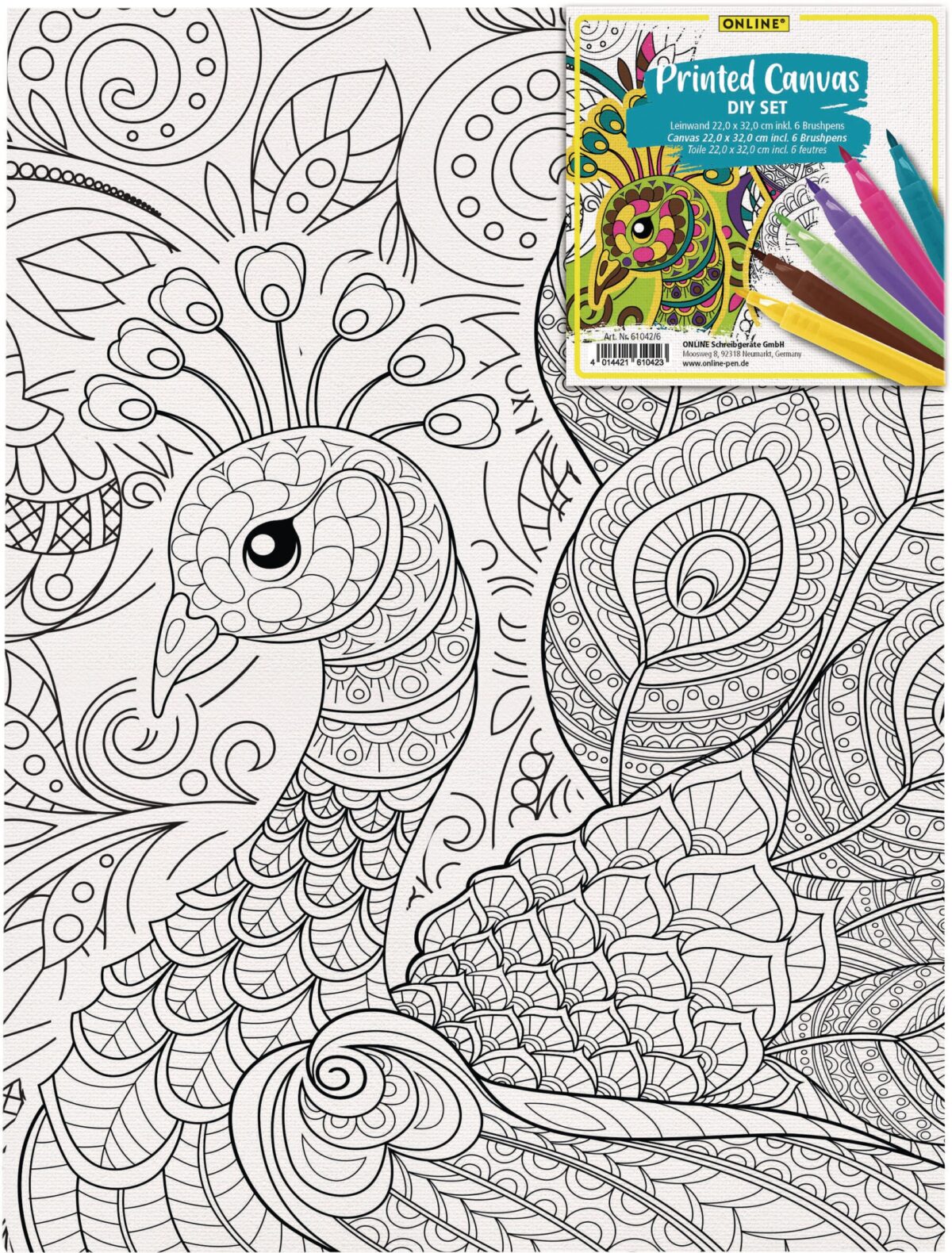 ONLINE Leinwand-Set 25.4x35.6cm 61042/6 Bird, inkl. 6 Brushpens – Hochwertig & günstig bei ShopDeca