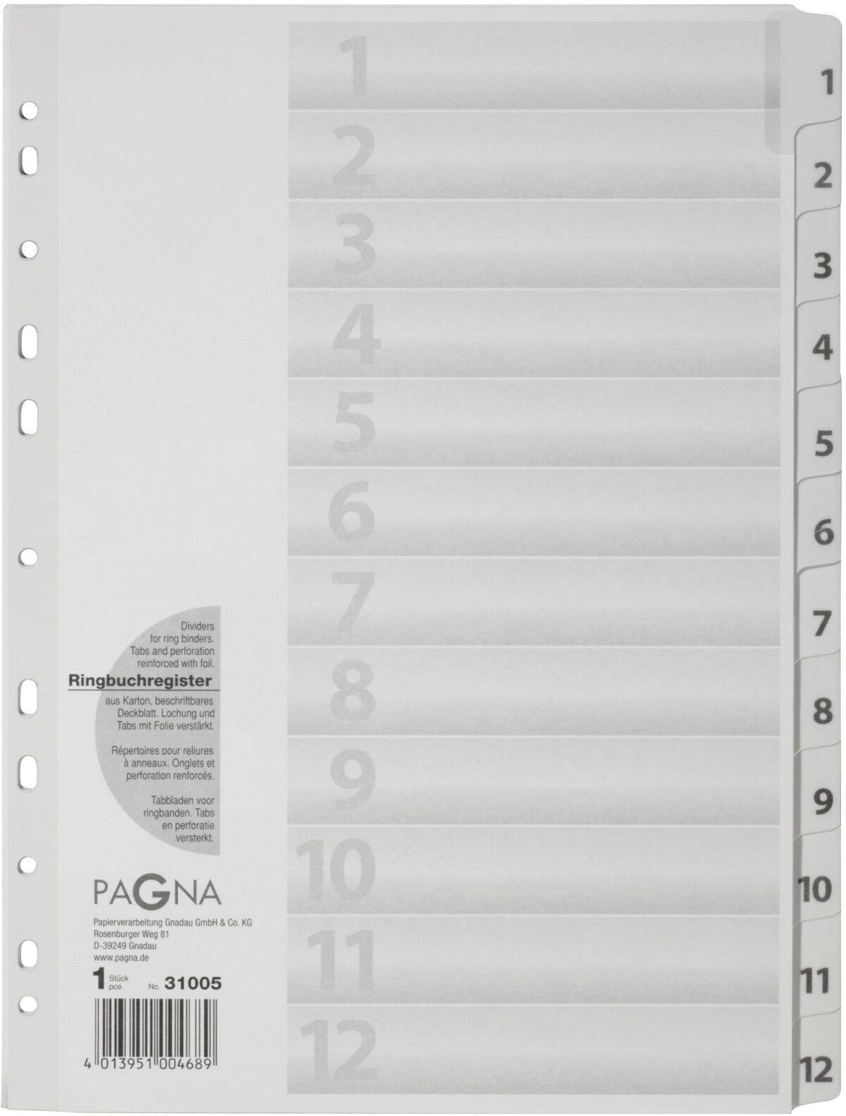 PAGNA Register Karton weiss A4 31005-08 12-teilig, 1-12 – Hochwertig & günstig bei ShopDeca