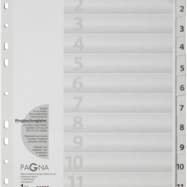 PAGNA Register Karton weiss A4 31005-08 12-teilig, 1-12